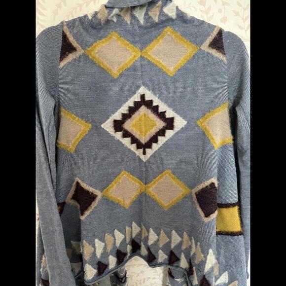 FALL CLEARANCE EUC Anthropologie Geo Pattern Wool Cardigan - Fiets Voor 2 - Picture 6 of 6